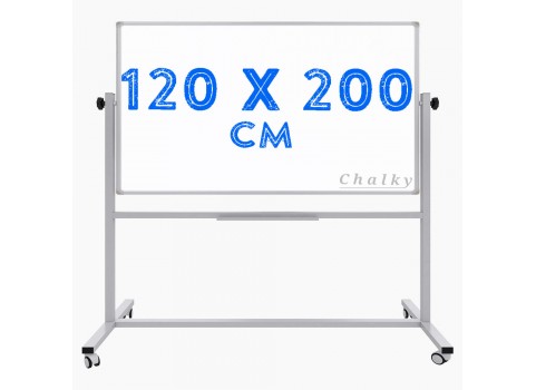 Chalky Mobil Tekerlekli Çift Taraflı Beyaz Yazı Tahtası 120x200 cm